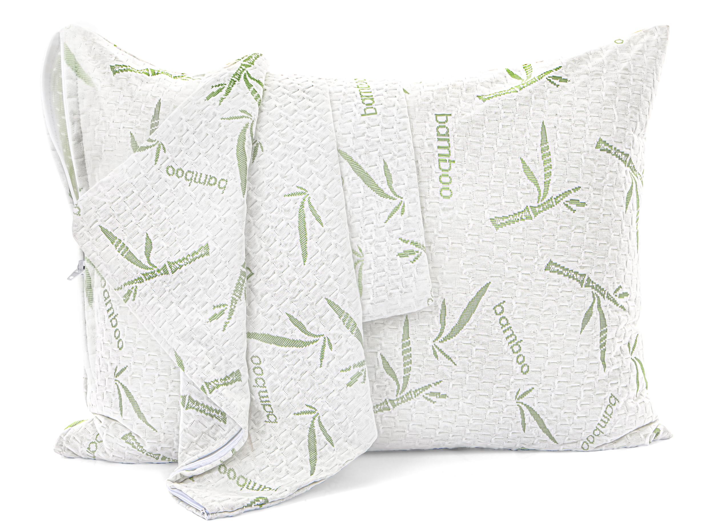Utopia Bedding Bamboo Viscose Waterproof Pillow Protector Zippered (2 Pack) Queen - Bed Bug Proof Pillow Encasement 20 X 28 Inch